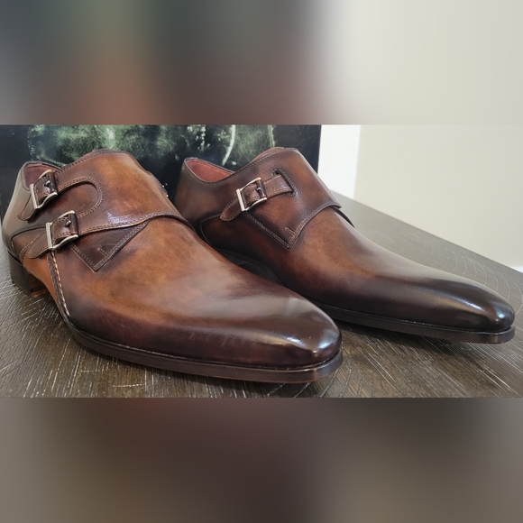 Magnanni 18727 Mens Triple Brown Buckle Monk Strap Dress Shoes Sz 41 or 8 NIB - Picture 3 of 10